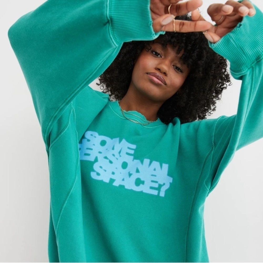 Aerie The Chill Crew Sweatshirt “Some Personal Space?” XS - Picture 2 of 9